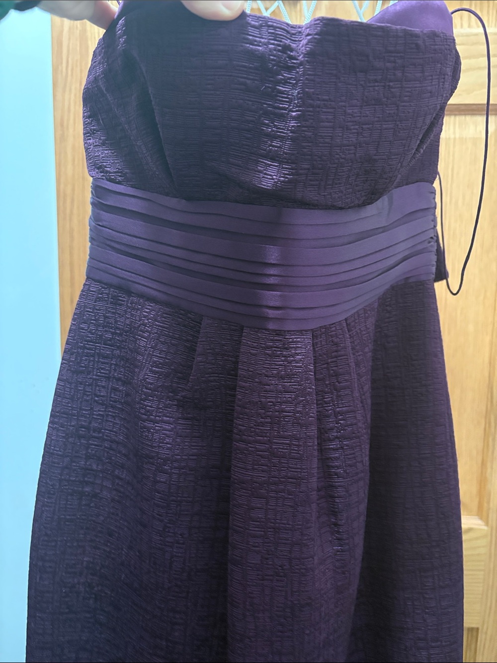 Elie Tahari Strapless Textured Plum Dress